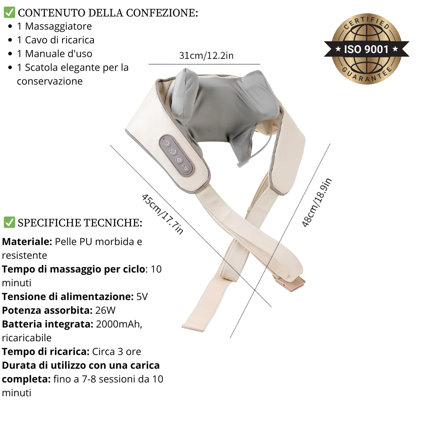 Massaggiatore decontratturante per cervicale, spalle e schiena