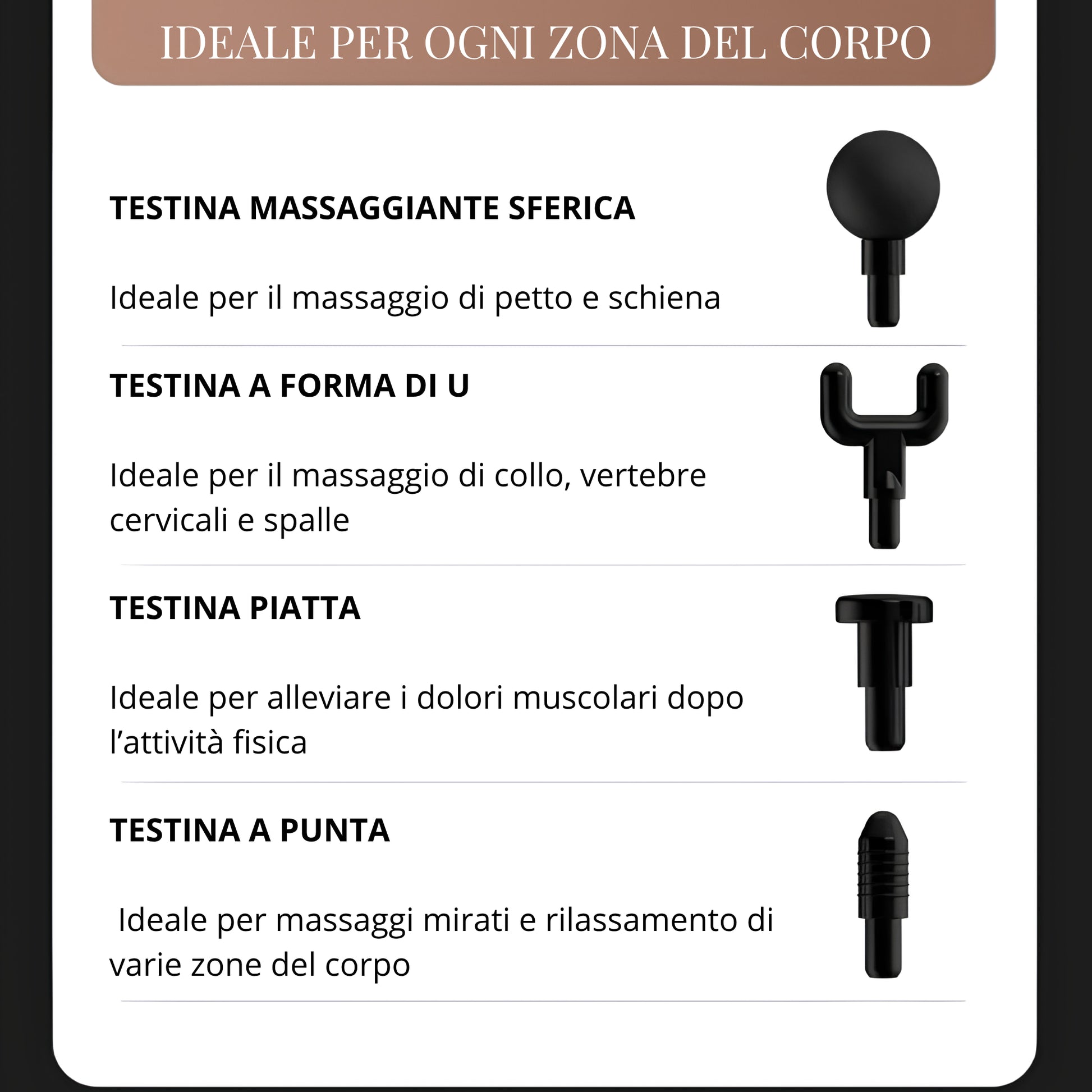 Testine massaggianti intercambiabili per pistola massaggiante