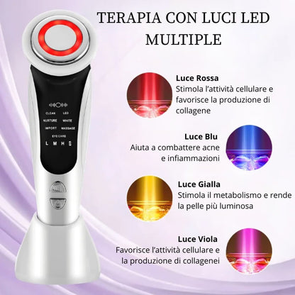 massaggiatore viso con terapia con luci led
