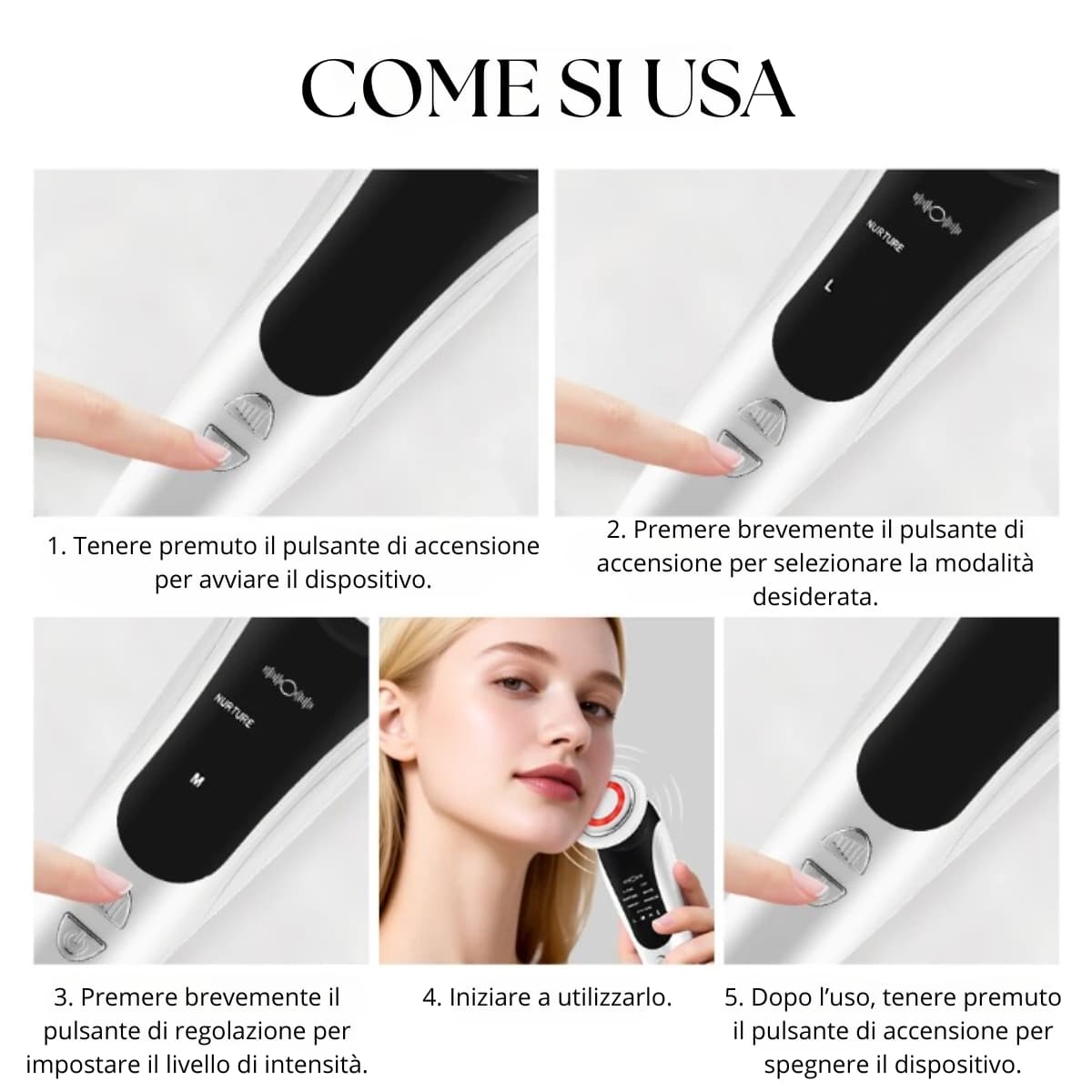 Massaggiatore Viso LED EMS – Anti Rughe, Punti Neri e Lifting Naturale