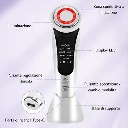 Massaggiatore Viso LED EMS – Anti Rughe, Punti Neri e Lifting Naturale