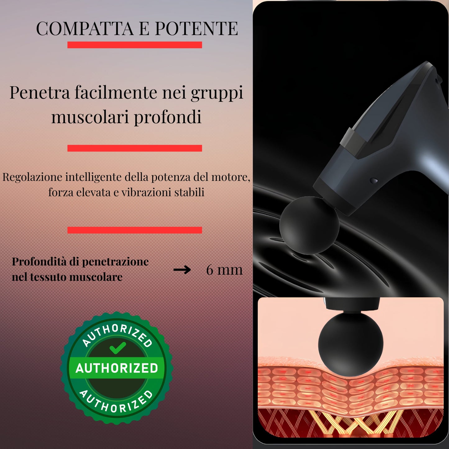 Penetrazione profonda del massaggio muscolare con pistola massaggiante