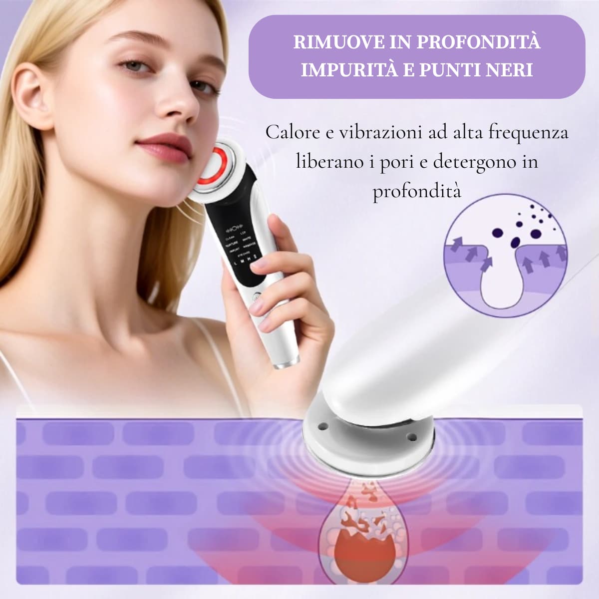 Massaggiatore Viso LED EMS – Anti Rughe, Punti Neri e Lifting Naturale